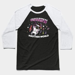 Plugged-In Another World Headphones Astro Cat Baseball T-Shirt